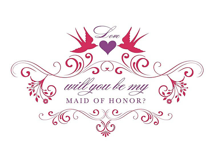 Front View - Pantone Honeysuckle & Orchid Will You Be My Maid of Honor Card - Classic