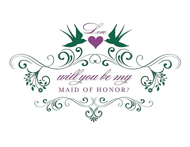 Front View - Pine Green & Orchid Will You Be My Maid of Honor Card - Classic