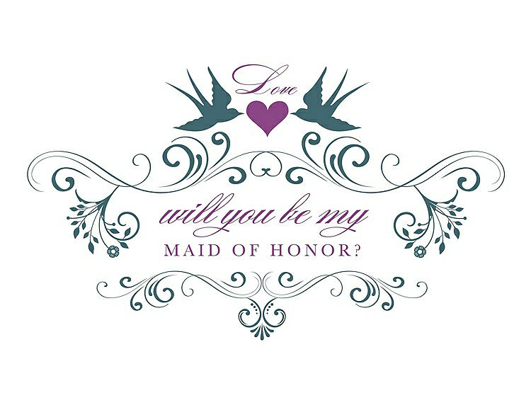 Front View - Teal & Orchid Will You Be My Maid of Honor Card - Classic