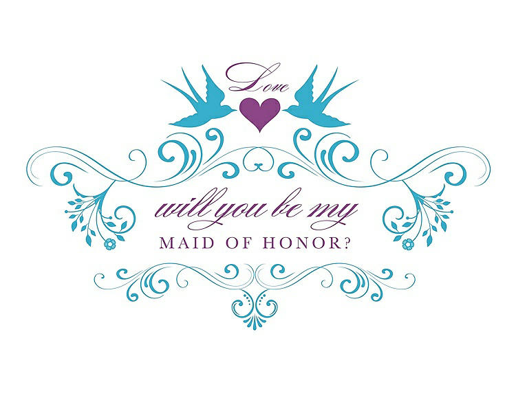 Front View - Turquoise & Orchid Will You Be My Maid of Honor Card - Classic