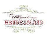 Front View Thumbnail - Honey Dew & Perfect Coral Will You Be My Bridesmaid Card - Vintage