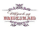 Front View Thumbnail - Orchid & Perfect Coral Will You Be My Bridesmaid Card - Vintage