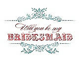 Front View Thumbnail - Seaside & Perfect Coral Will You Be My Bridesmaid Card - Vintage