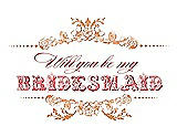 Front View Thumbnail - Clementine & Perfect Coral Will You Be My Bridesmaid Card - Vintage