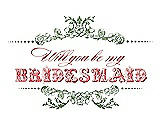 Front View Thumbnail - Clover & Perfect Coral Will You Be My Bridesmaid Card - Vintage