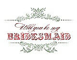 Front View Thumbnail - Mermaid & Perfect Coral Will You Be My Bridesmaid Card - Vintage