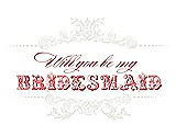 Front View Thumbnail - Marshmallow & Perfect Coral Will You Be My Bridesmaid Card - Vintage