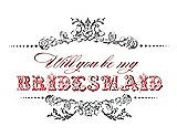 Front View Thumbnail - Quarry & Perfect Coral Will You Be My Bridesmaid Card - Vintage