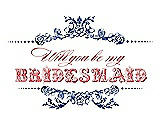 Front View Thumbnail - Sapphire & Perfect Coral Will You Be My Bridesmaid Card - Vintage