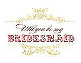 Front View Thumbnail - Sunflower & Perfect Coral Will You Be My Bridesmaid Card - Vintage