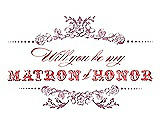 Front View Thumbnail - Rosebud & Perfect Coral Will You Be My Matron of Honor Card - Vintage