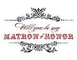 Front View Thumbnail - Violet & Perfect Coral Will You Be My Matron of Honor Card - Vintage