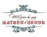 Front View Thumbnail - Caspian & Perfect Coral Will You Be My Matron of Honor Card - Vintage
