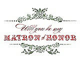 Front View Thumbnail - Clover & Perfect Coral Will You Be My Matron of Honor Card - Vintage