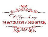 Front View Thumbnail - Coral & Perfect Coral Will You Be My Matron of Honor Card - Vintage