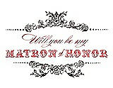 Front View Thumbnail - Espresso & Perfect Coral Will You Be My Matron of Honor Card - Vintage