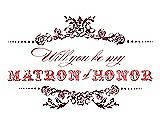 Front View Thumbnail - Garnet & Perfect Coral Will You Be My Matron of Honor Card - Vintage