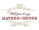 Front View Thumbnail - Ice Yellow & Perfect Coral Will You Be My Matron of Honor Card - Vintage