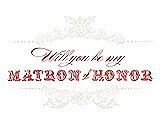 Front View Thumbnail - Ivory & Perfect Coral Will You Be My Matron of Honor Card - Vintage