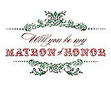 Front View Thumbnail - Ivy & Perfect Coral Will You Be My Matron of Honor Card - Vintage
