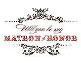 Front View Thumbnail - Latte & Perfect Coral Will You Be My Matron of Honor Card - Vintage