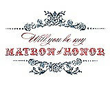 Front View Thumbnail - Marine & Perfect Coral Will You Be My Matron of Honor Card - Vintage