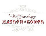 Front View Thumbnail - Marshmallow & Perfect Coral Will You Be My Matron of Honor Card - Vintage