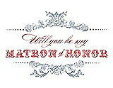 Front View Thumbnail - Platinum & Perfect Coral Will You Be My Matron of Honor Card - Vintage