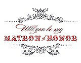 Front View Thumbnail - Shadow & Perfect Coral Will You Be My Matron of Honor Card - Vintage