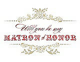 Front View Thumbnail - Venetian Gold & Perfect Coral Will You Be My Matron of Honor Card - Vintage