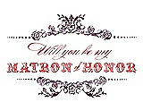 Front View Thumbnail - Wild Berry & Perfect Coral Will You Be My Matron of Honor Card - Vintage