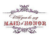 Front View Thumbnail - Orchid & Perfect Coral Will You Be My Maid of Honor Card - Vintage
