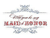 Front View Thumbnail - Arctic & Perfect Coral Will You Be My Maid of Honor Card - Vintage