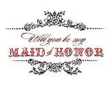 Front View Thumbnail - Bordeaux & Perfect Coral Will You Be My Maid of Honor Card - Vintage