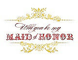 Front View Thumbnail - Daisy & Perfect Coral Will You Be My Maid of Honor Card - Vintage