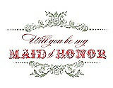 Front View Thumbnail - Kiwi & Perfect Coral Will You Be My Maid of Honor Card - Vintage