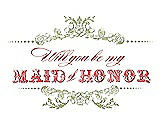 Front View Thumbnail - Mint & Perfect Coral Will You Be My Maid of Honor Card - Vintage