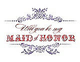 Front View Thumbnail - Pansy & Perfect Coral Will You Be My Maid of Honor Card - Vintage