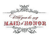 Front View Thumbnail - Pewter & Perfect Coral Will You Be My Maid of Honor Card - Vintage