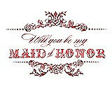 Front View Thumbnail - Ribbon Red & Perfect Coral Will You Be My Maid of Honor Card - Vintage