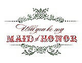 Front View Thumbnail - Sage & Perfect Coral Will You Be My Maid of Honor Card - Vintage