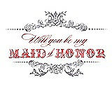 Front View Thumbnail - Shadow & Perfect Coral Will You Be My Maid of Honor Card - Vintage