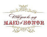 Front View Thumbnail - Venetian Gold & Perfect Coral Will You Be My Maid of Honor Card - Vintage