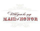 Front View Thumbnail - White & Perfect Coral Will You Be My Maid of Honor Card - Vintage