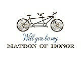 Front View Thumbnail - Antique Gold & Cornflower Will You Be My Matron of Honor Card - Bike