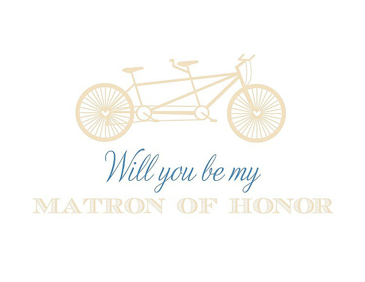 Front View - Corn Silk & Cornflower Will You Be My Matron of Honor Card - Bike