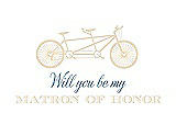 Front View Thumbnail - Corn Silk & Cornflower Will You Be My Matron of Honor Card - Bike