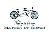 Front View Thumbnail - Peacock Teal & Cornflower Will You Be My Matron of Honor Card - Bike