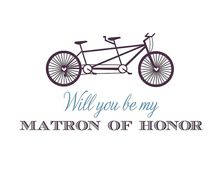 Front View - Aubergine & Cornflower Will You Be My Matron of Honor Card - Bike