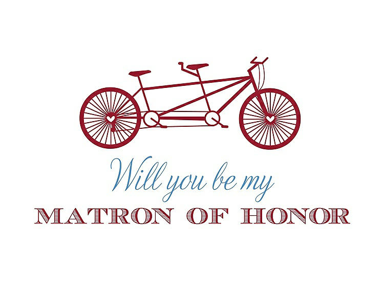 Front View - Barcelona & Cornflower Will You Be My Matron of Honor Card - Bike